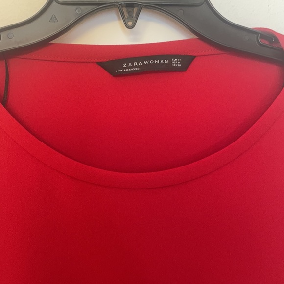 Zara Red Blouse with Puffed Sleeves - Picture 2 of 4